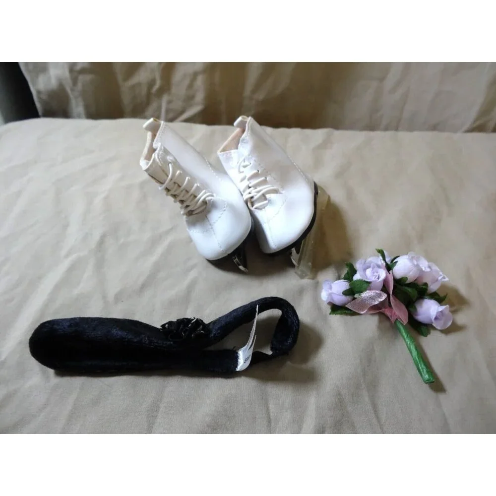 American Girl Doll 18” Midnight Ice Skating outfit Skates Headband Flowers only